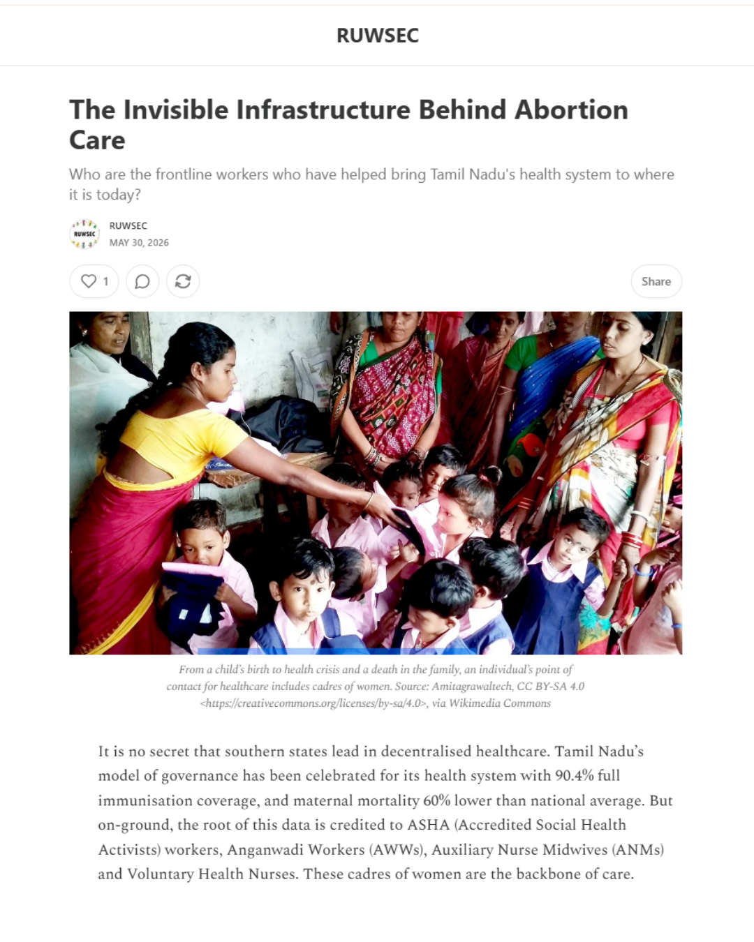 Campaign activity by Rural Women’s Social Education Centre (RUWSEC) — Tamil Nadu, India